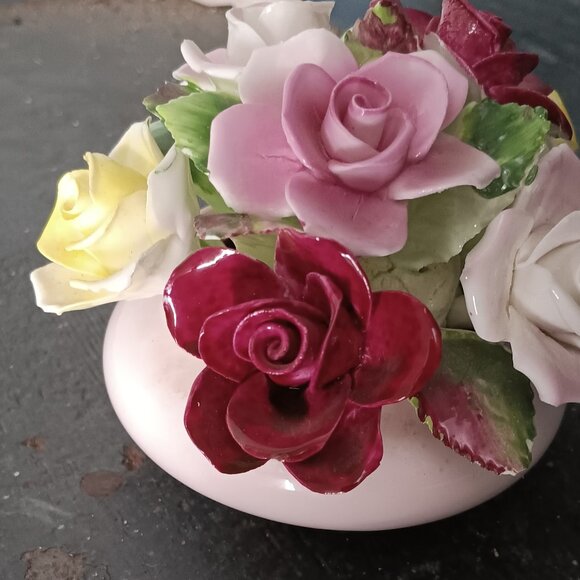 Royal Adderley Bone China floral display in light pink flat vase Made in England - Picture 1 of 5